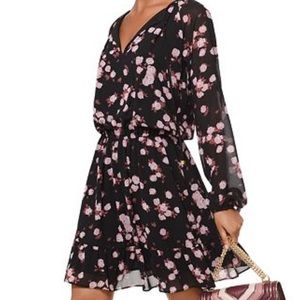 Michael Kors Rose Print Georgette Tie Dress